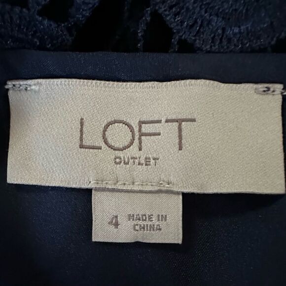 Loft Navy Blue Cap Sleeve Lace Overlay Dress. Size 4. - Picture 8 of 8